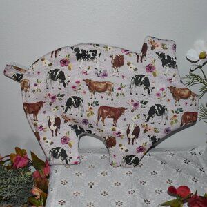 Country Cottage Farmhouse Kitchen Handmade Cows Pig Shape Pot Holder